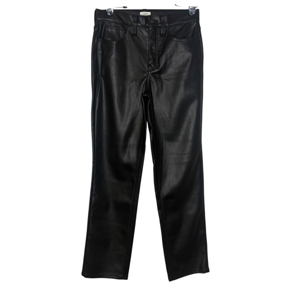 J. Crew Factory Full Length Straight Leg Pant in Faux Leather Black Size 27 - Picture 2 of 11